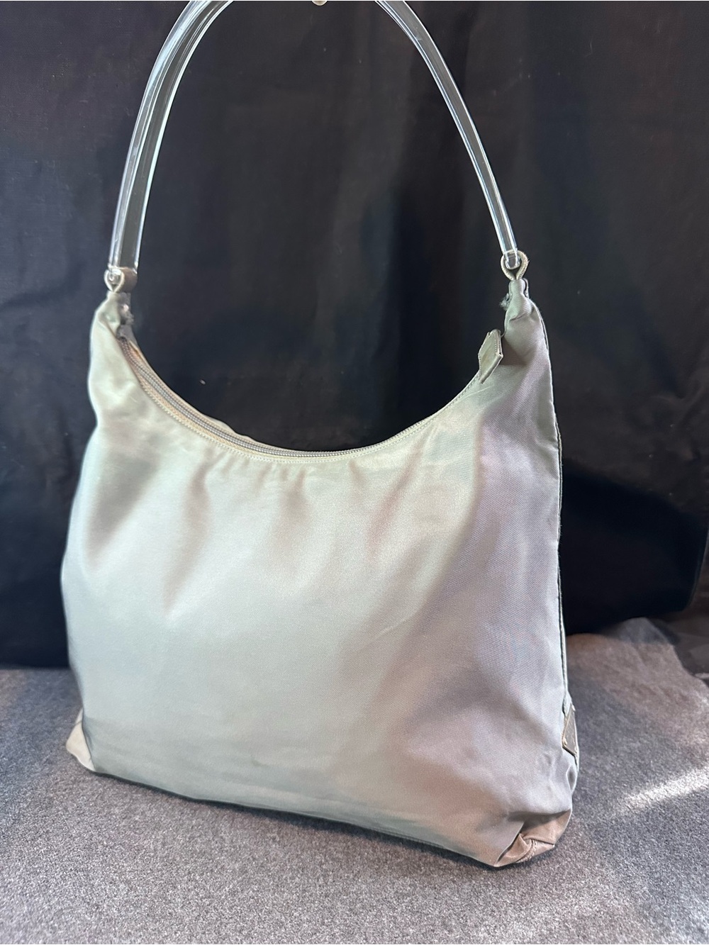 PRADA Hand Bag Nylon Gray Silver Authentic - Picture 4 of 14